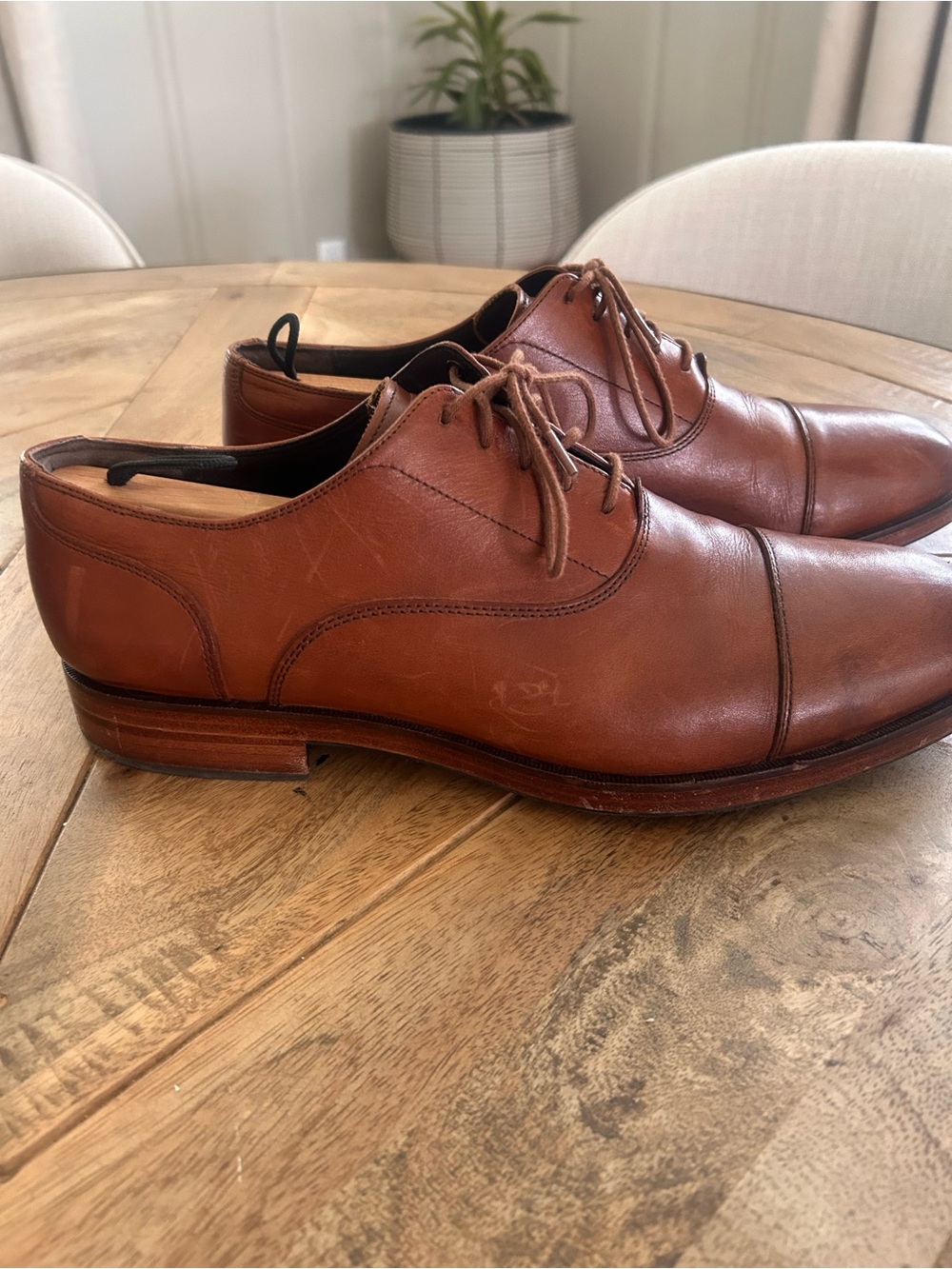 Cole Haan Men's Tan Cap-Toe Leather Oxfords